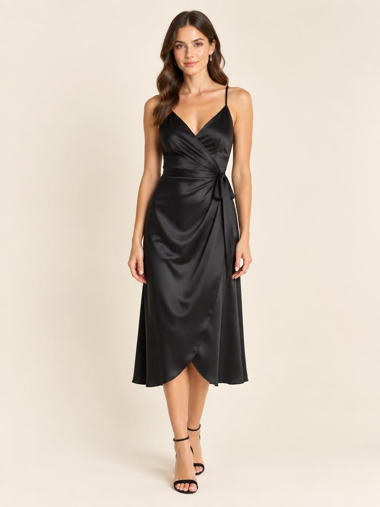 Noor Satin Wrap Dress